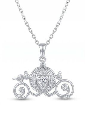 Pumpkin Carriage Necklace, 925 Sterling Silver, Charmed Aroma Cinderella